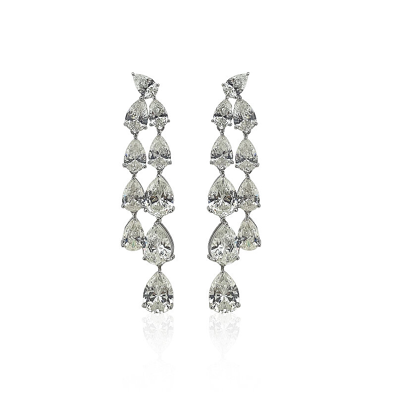 Double-Row Moissanite Teardrop Earrings - 1