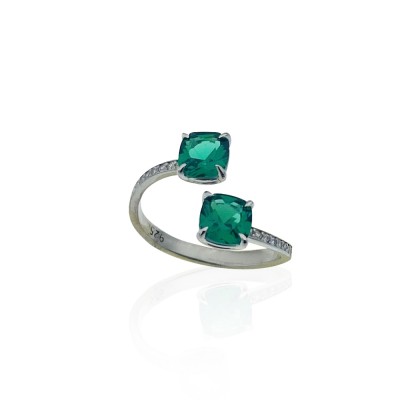 byEdaÇetin - Double Stone Green Ring