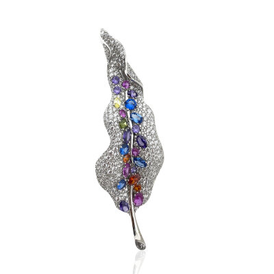 Elba Leaf Colored Brooch - by Eda Çetin