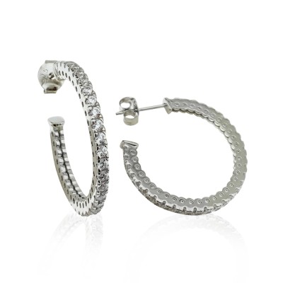 Eleni Italian Hoop Earrings - 2 cm Diameter - Thumbnail