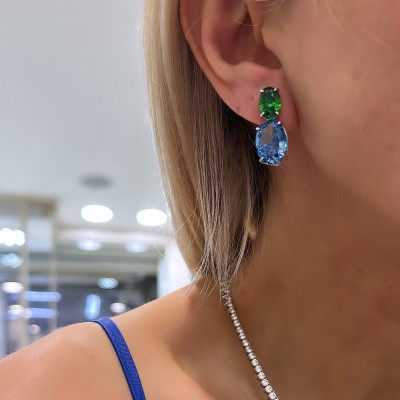 Elenis Blue Stone Italian Earrings - Thumbnail