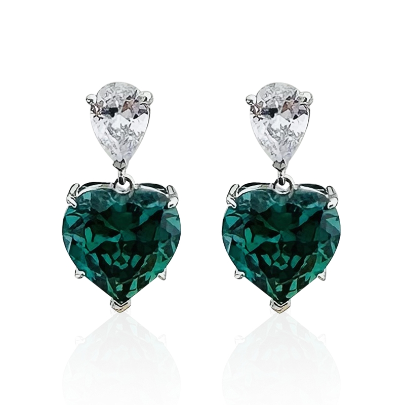 Elenis Green Heart Earrings 