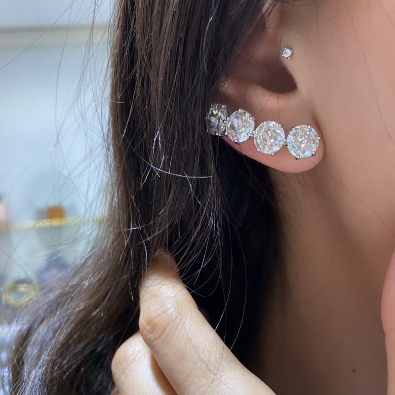 Moissanite Solitaire Earring - 2 Carat - 1