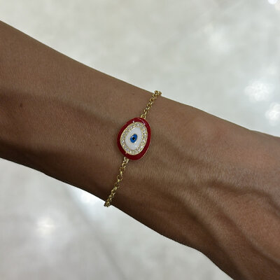 Enamel Evil Eye Bead Bracelet - by Eda Çetin