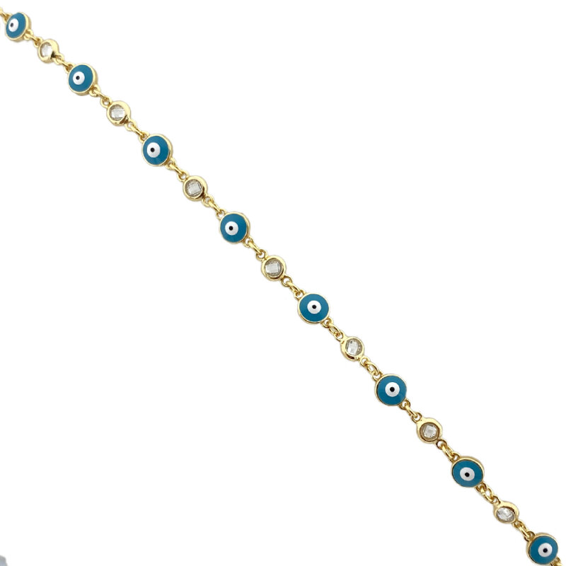 Enameled Basic Evil Eye Bead Bracelet - 1