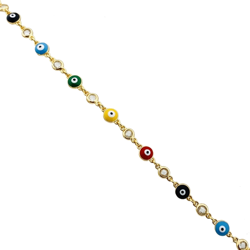 Enameled Classic Evil Eye Bead Bracelet
