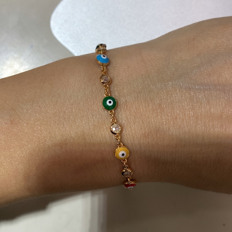 Enameled Classic Evil Eye Bead Bracelet - 2