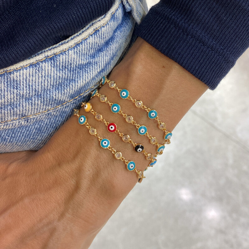 Enameled Classic Evil Eye Bead Bracelet - 2