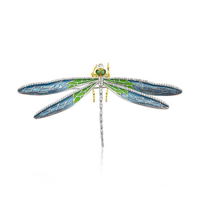 Enameled Dragonfly Brooch - by Eda Çetin