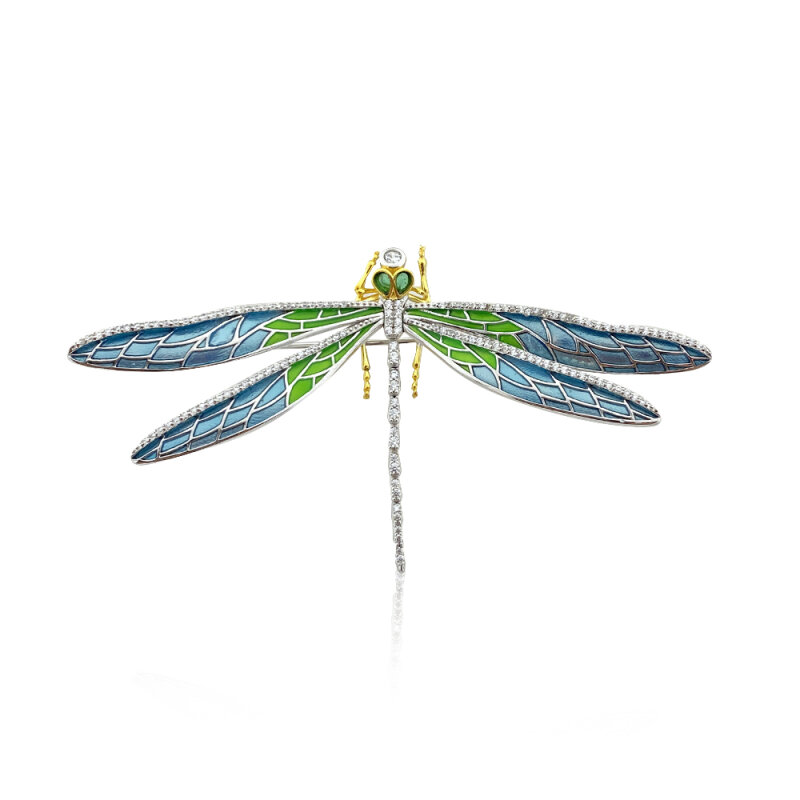 Enameled Dragonfly Brooch - 1