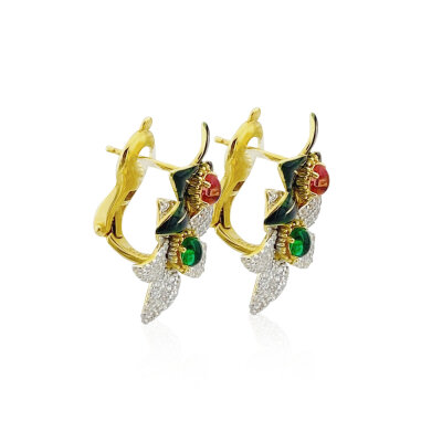 Enameled Magnolia Earrings - by Eda Çetin