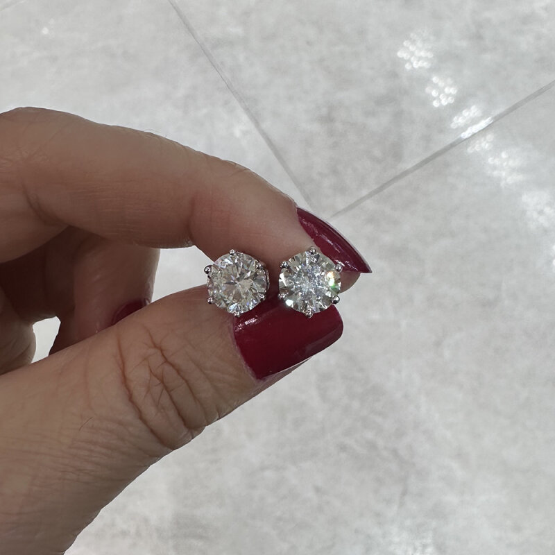 Moissanite Solitaire Earring - 2 Carat - 2