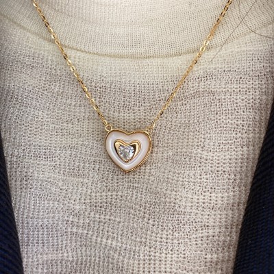 by Eda Çetin - Espino Mother of Pearl Heart Necklace