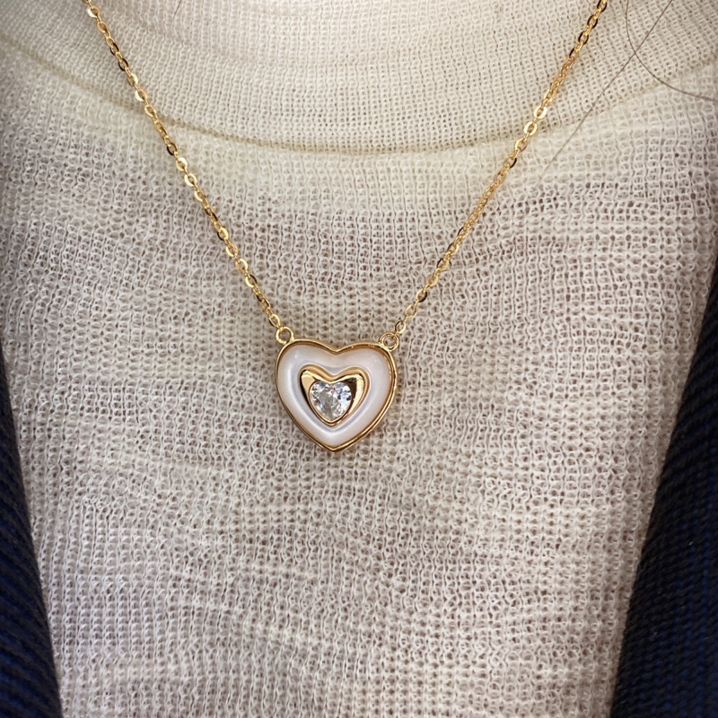 Espino Mother of Pearl Heart Necklace - 3