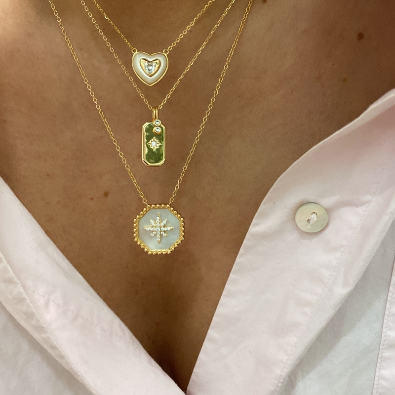 Espino Mother of Pearl Heart Necklace - 2