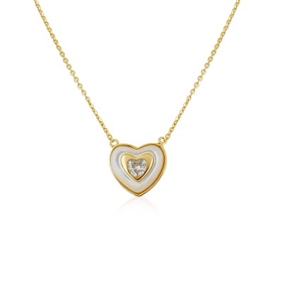 Espino Mother of Pearl Heart Necklace - Thumbnail