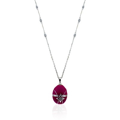 Faberge Fuchsia Egg Necklace - Thumbnail