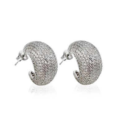 Flora Stone Hoop Earrings - Thumbnail