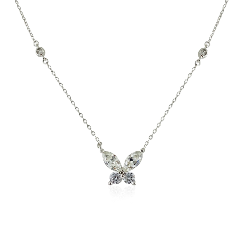  G Color Zircon Butterfly Necklace