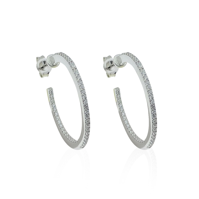 Gemstone Hoop Earrings - 2 cm Diameter