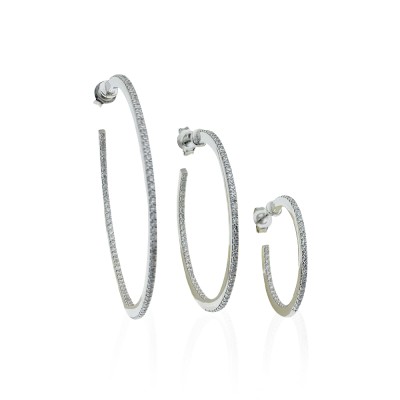 Gemstone Hoop Earrings - 2 cm Diameter - Thumbnail