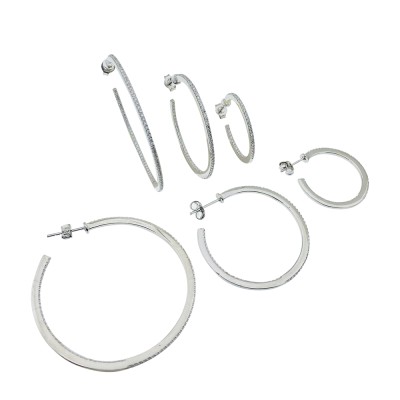 Gemstone Hoop Earrings - 2 cm Diameter - Thumbnail