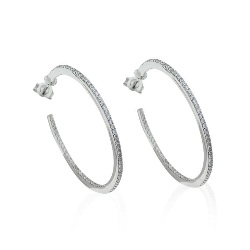 Gemstone Hoop Earrings - 3 cm Diameter
