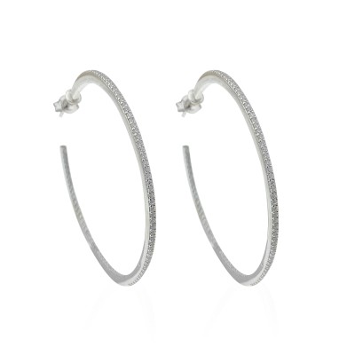 byEdaÇetin - Gemstone Hoop Earrings - 4 cm Diameter
