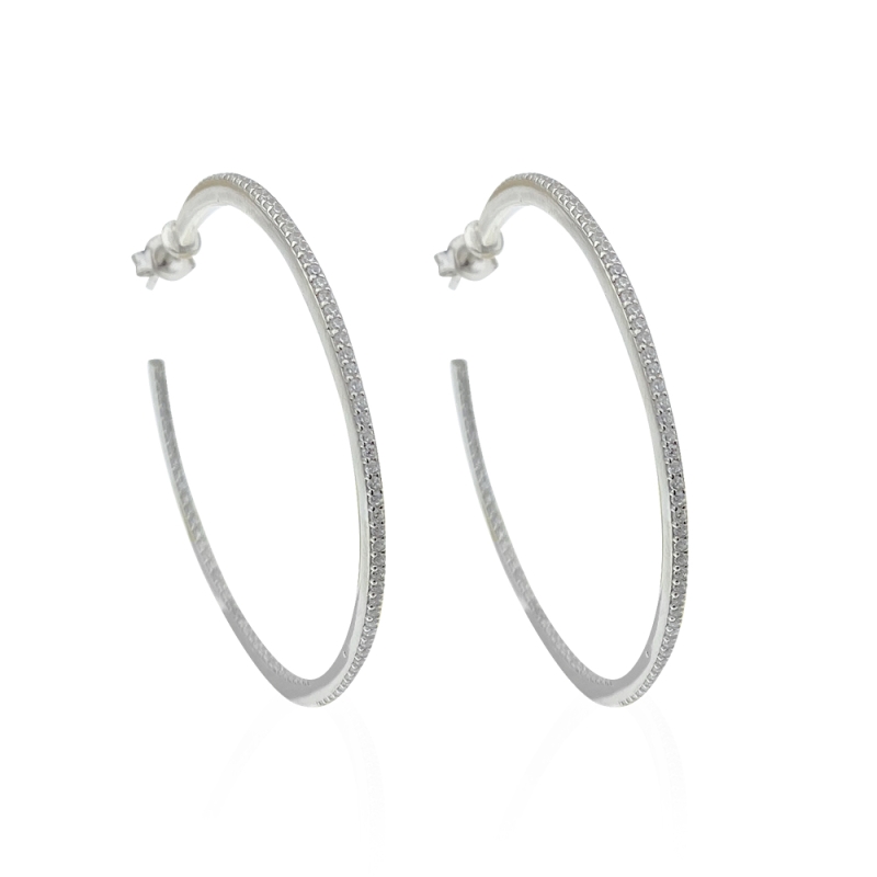 Gemstone Hoop Earrings - 4 cm Diameter