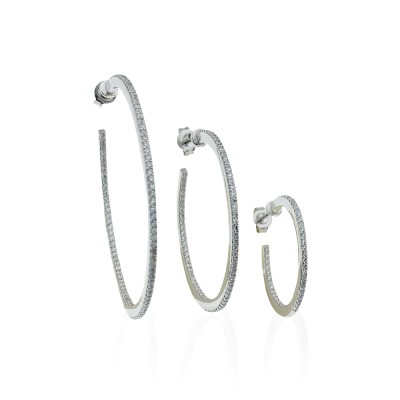 Gemstone Hoop Earrings - 4 cm Diameter - Thumbnail
