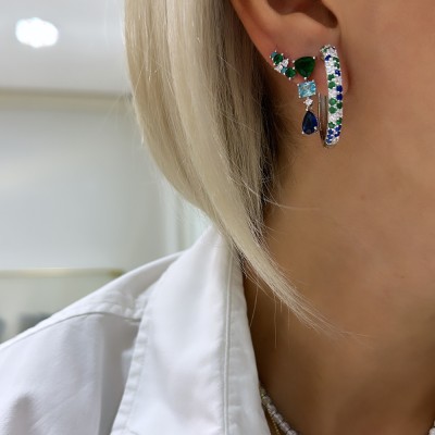 Gianna Blue Stone Earrings - Thumbnail