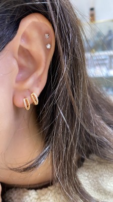by Eda Çetin - Grazia Mini Stone Hoop Earrings