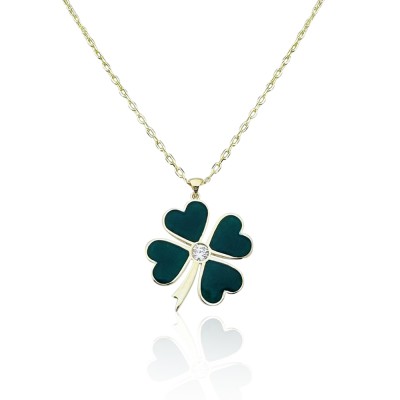 byEdaÇetin - Green Enamel Clover Necklace