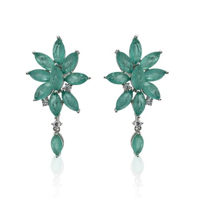 byEdaÇetin - Green Marquise Flower Earrings