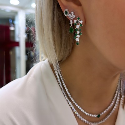 Green Water Drop Earrings - Thumbnail