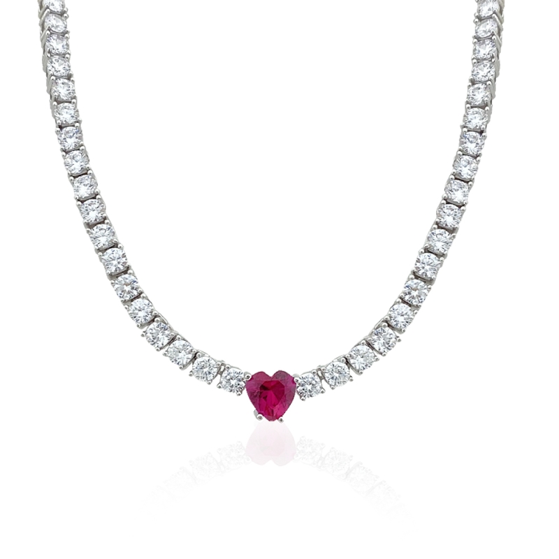 Heart Detailed Waterway Necklace - 3 mm