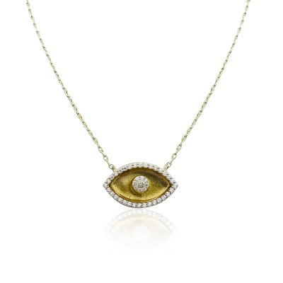 byEdaÇetin - Honey Glass Eye Necklace - Medium Size