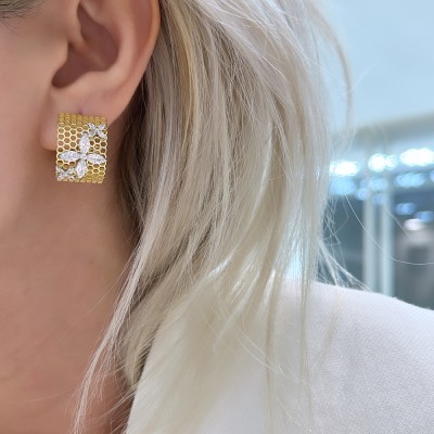 Honeycomb Marquise Earrings - Thumbnail