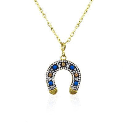 9ct Gold Horseshoe Pendant Necklace | Posh Totty Designs