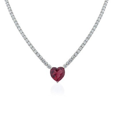 Iris Heart Detailed Necklace - Thumbnail