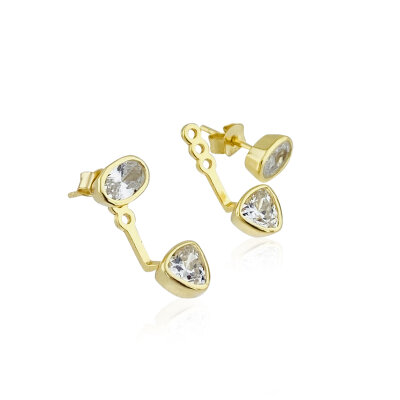 Italian Asymmetrical Stone Earrings - by Eda Çetin