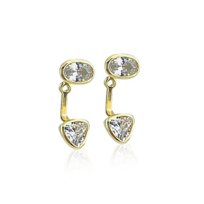 Italian Asymmetrical Stone Earrings - by Eda Çetin