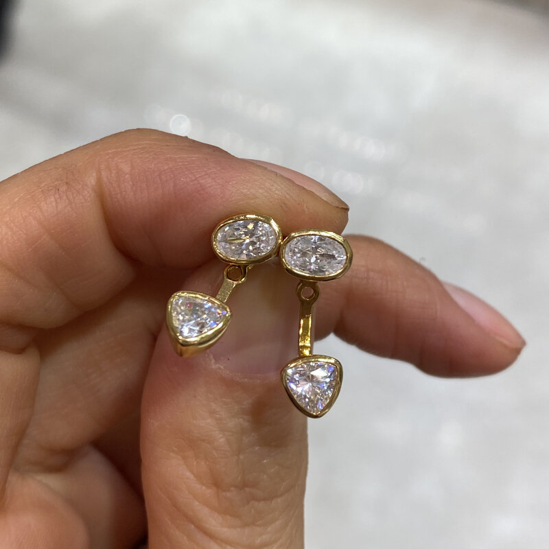 Italian Asymmetrical Stone Earrings - 2