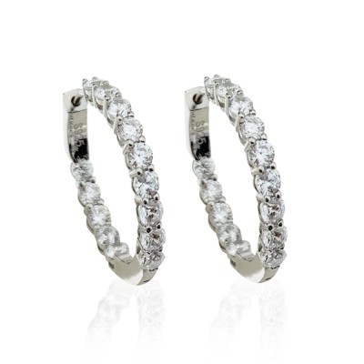 Italian Stone Hoop Earrings - 2 cm Diameter