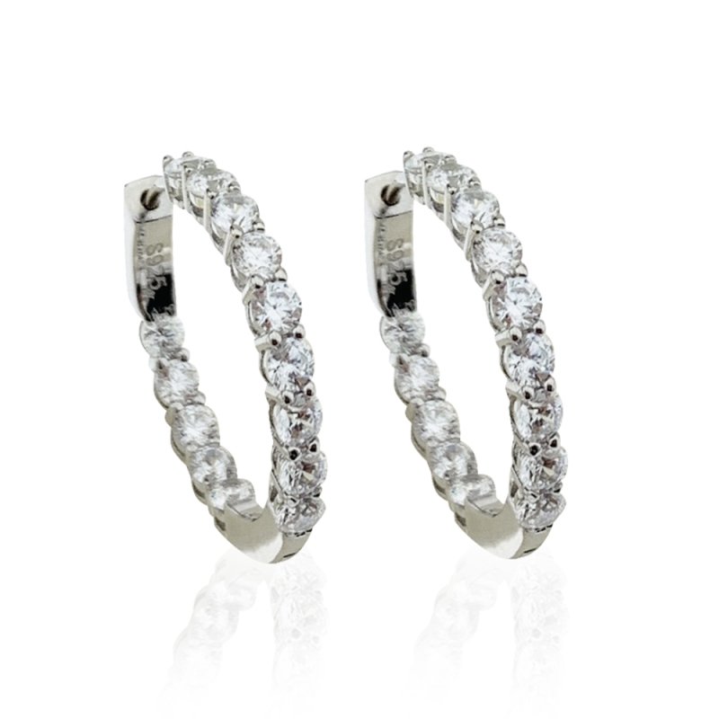 Italian Stone Hoop Earrings - 2 cm Diameter