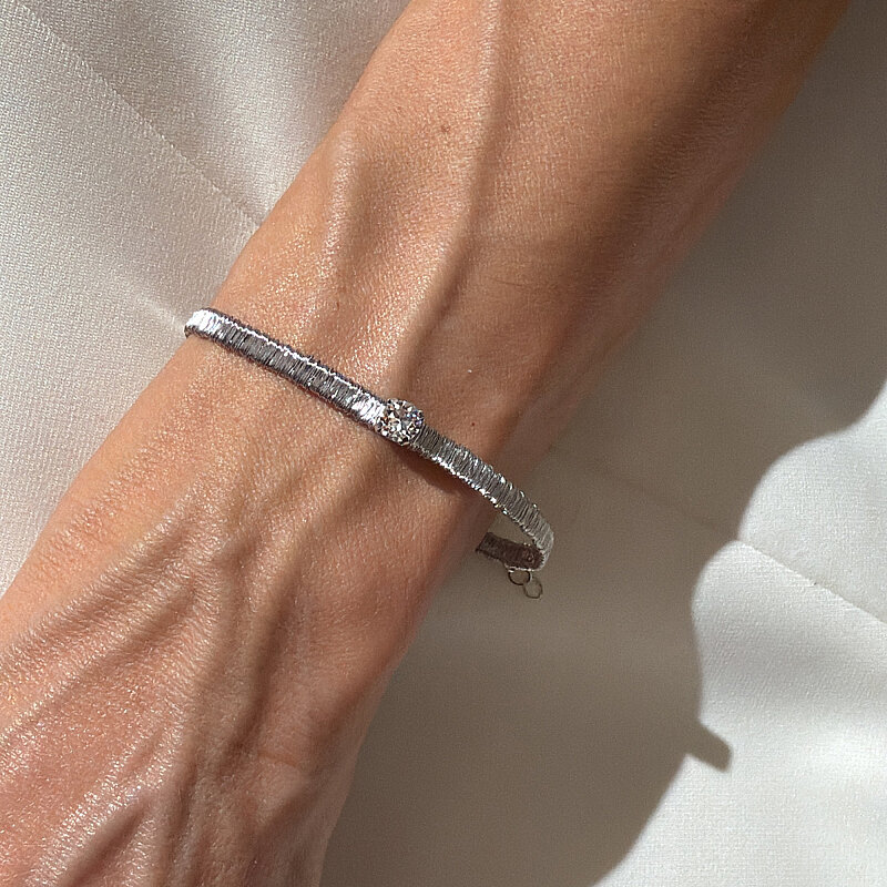 Italian Woven Wire Bracelet - Solitaire Stone - 2