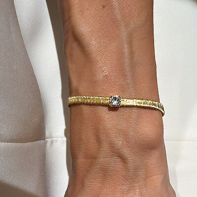 Italian Woven Wire Bracelet - Solitaire Stone - by Eda Çetin