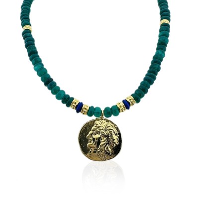 Jade Lapis Medallion Necklace