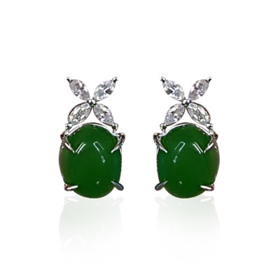 Jade Stone Marquise Earrings