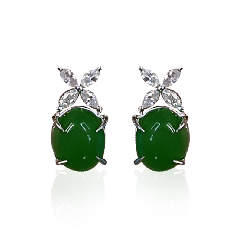 Jade Stone Marquise Earrings